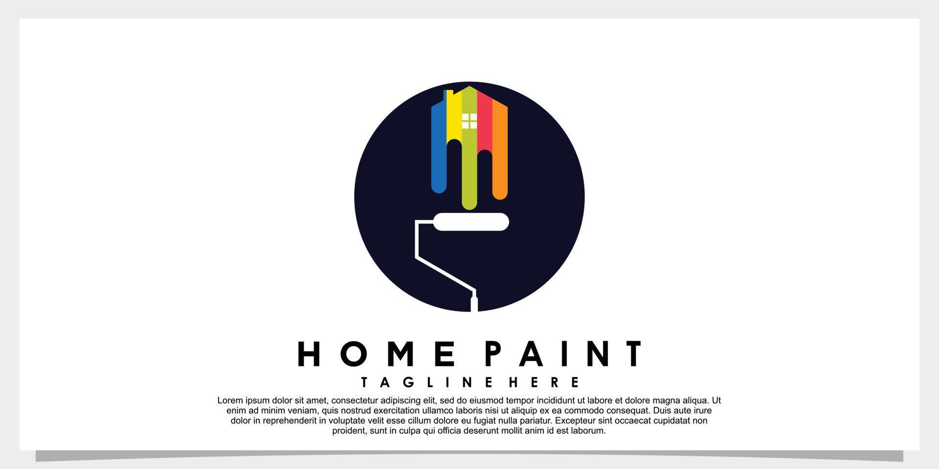 home paint logo design with creative concept rainbow color vector
