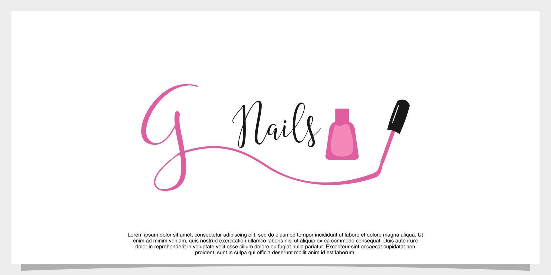 letter g with icon nail polish logo design template vector