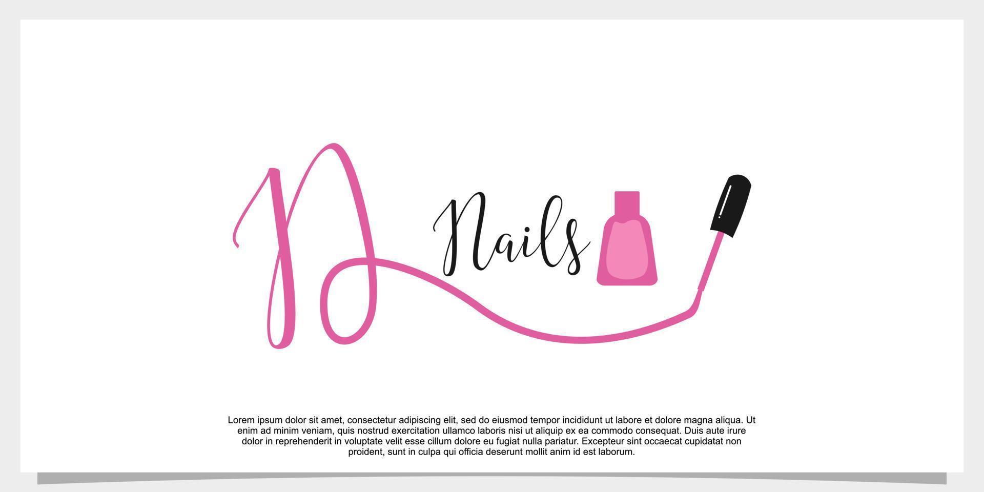 letter n with icon nail polish logo design template vector