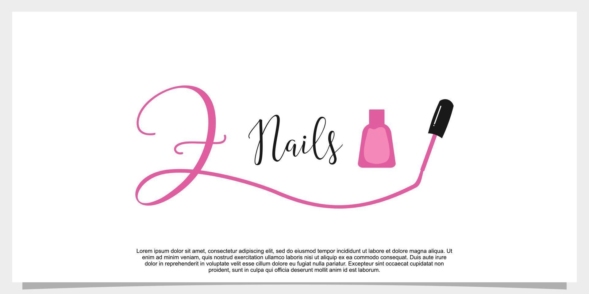 letter z with icon nail polish logo design template vector