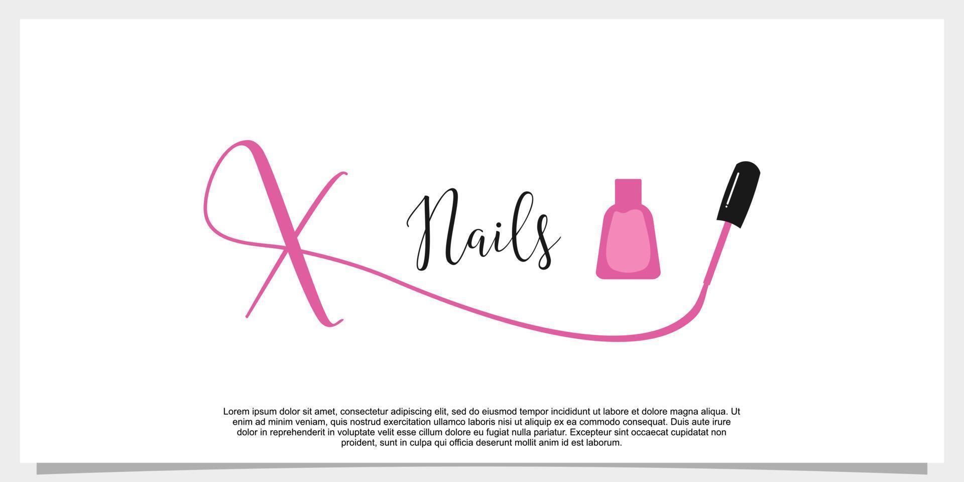 letter x with icon nail polish logo design template vector