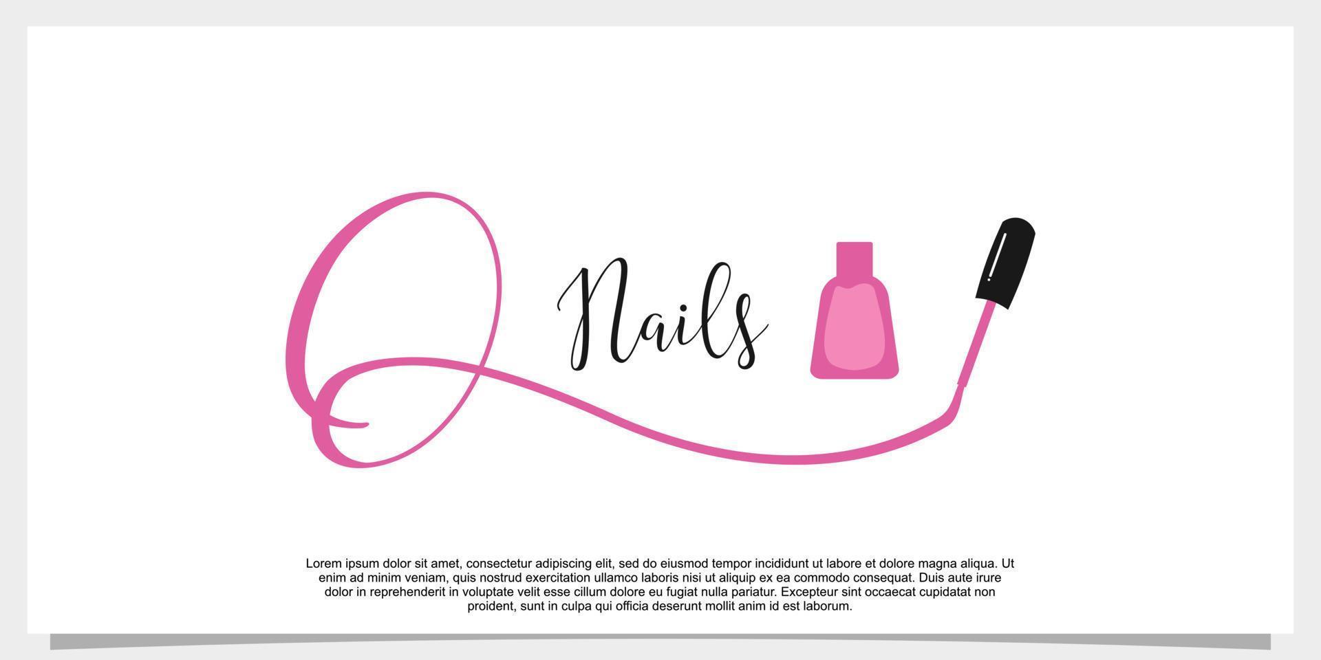 letter o with icon nail polish logo design template vector
