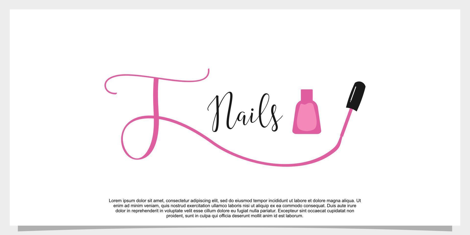 letter t with icon nail polish logo design template vector