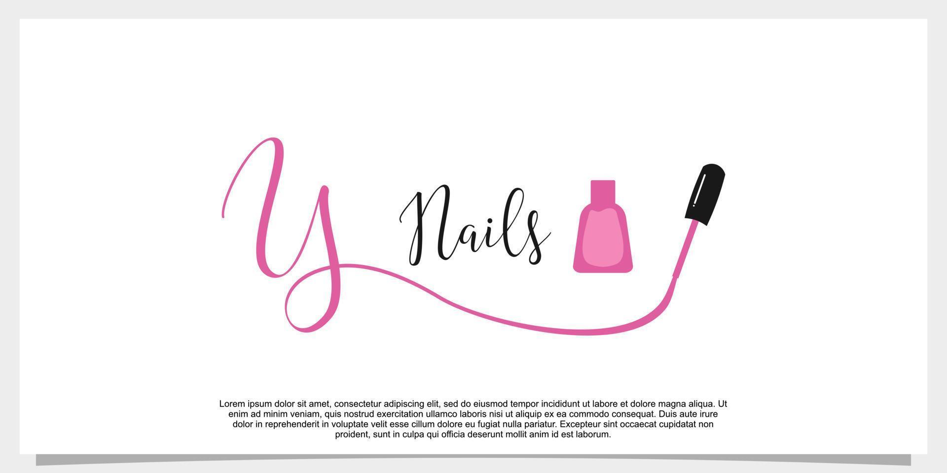 letter y with icon nail polish logo design template vector