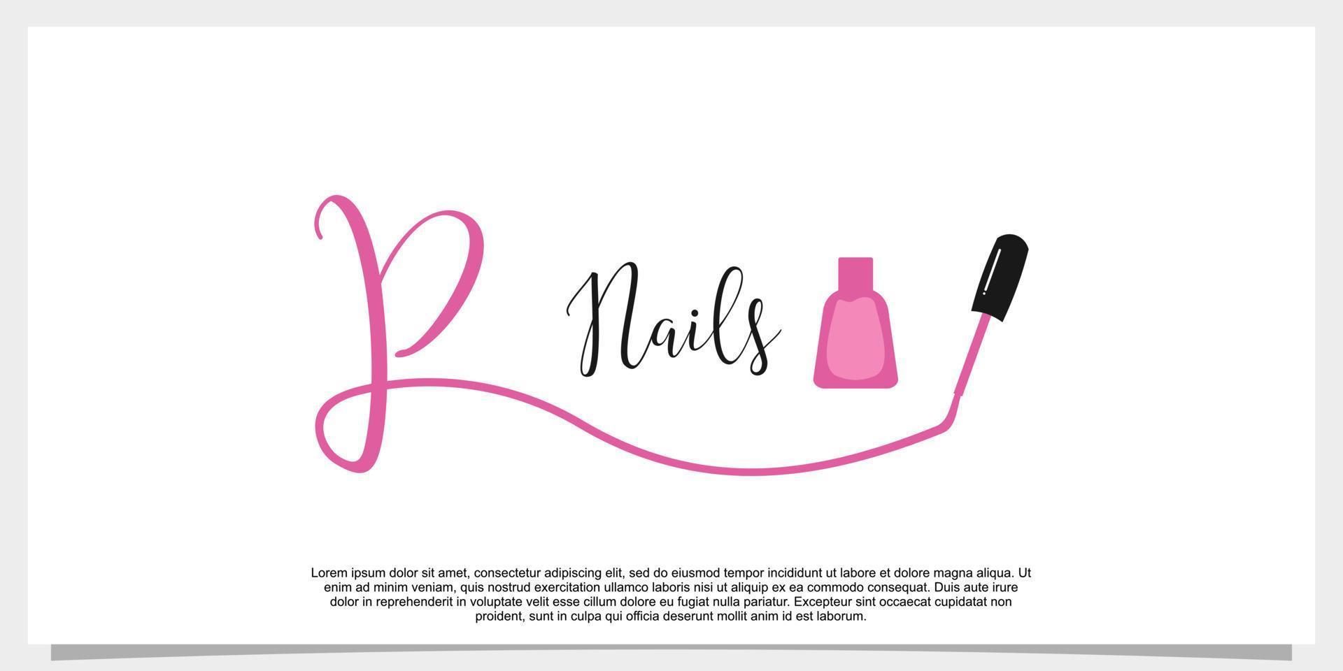 letter p with icon nail polish logo design template vector