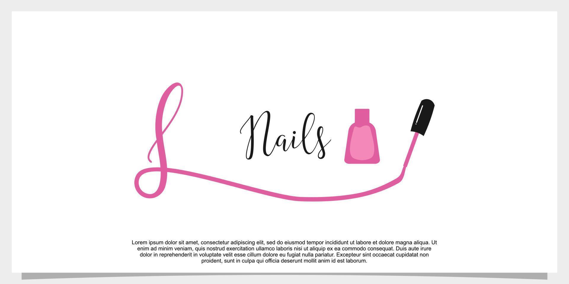 letter l with icon nail polish logo design template vector