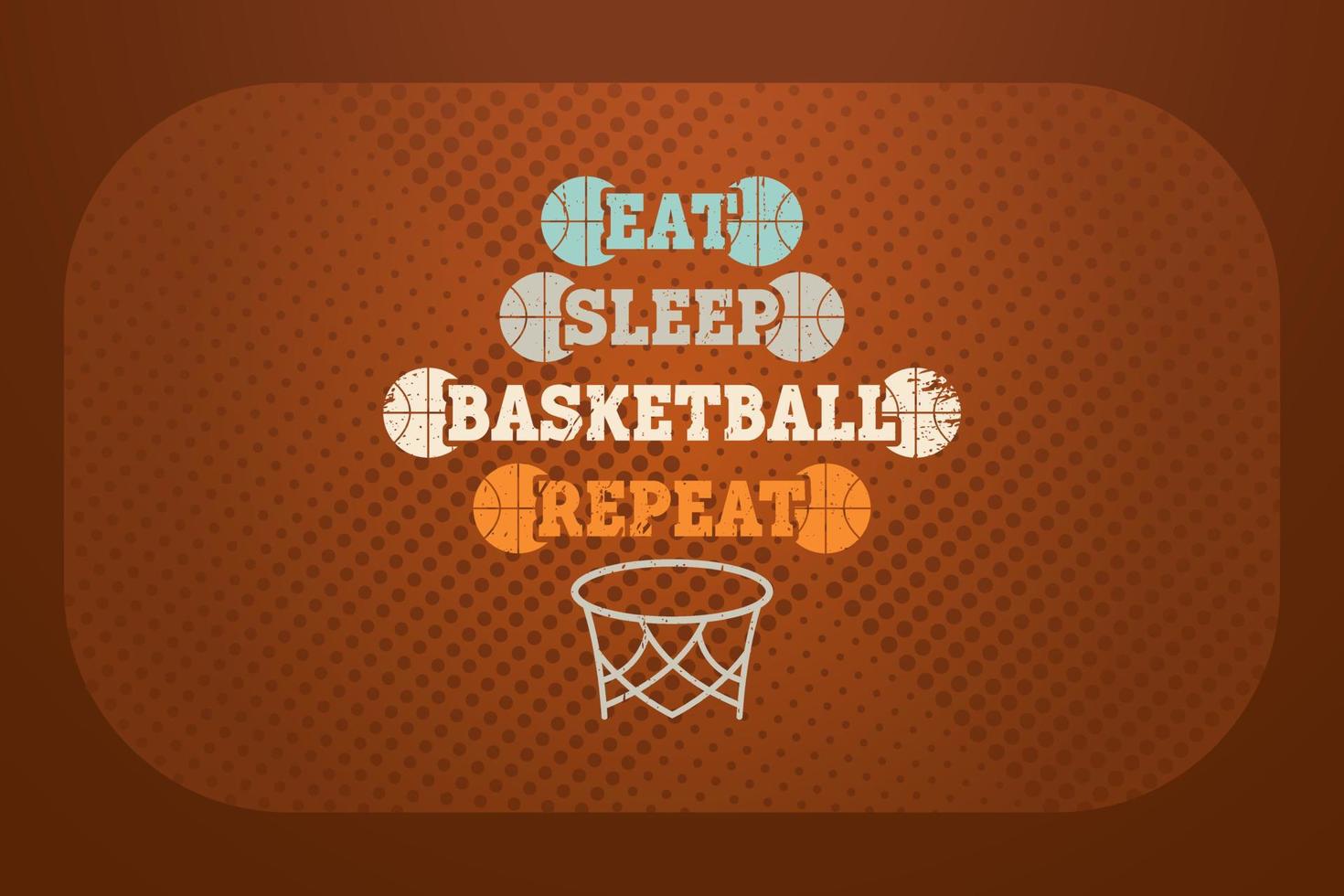 diseño de camiseta de baloncesto comer dormir repetición de baloncesto vector