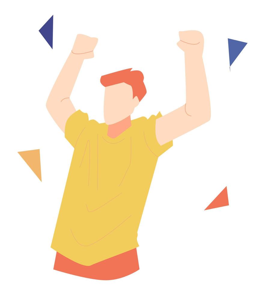 men celebrating. suitable for the theme of success, enthusiasm, strong, happy, etc. flat vector illustration