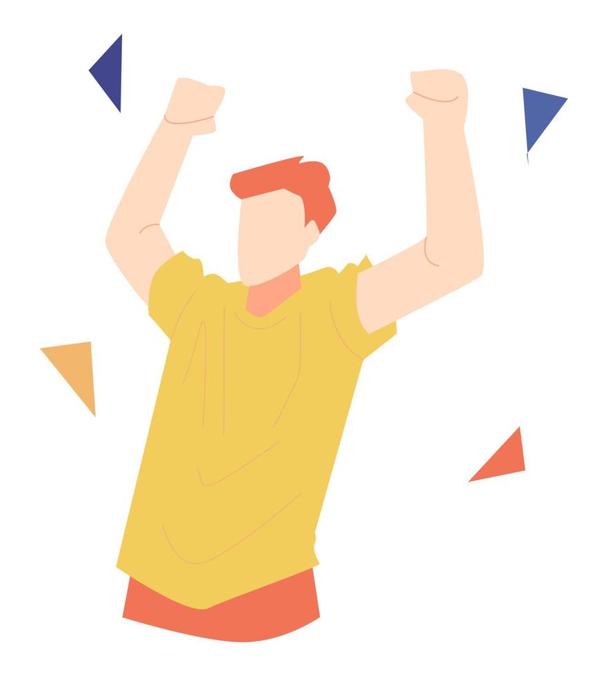 hombres celebrando. adecuado para el tema del éxito, entusiasmo, fuerte, feliz, etc. ilustración vectorial plana vector