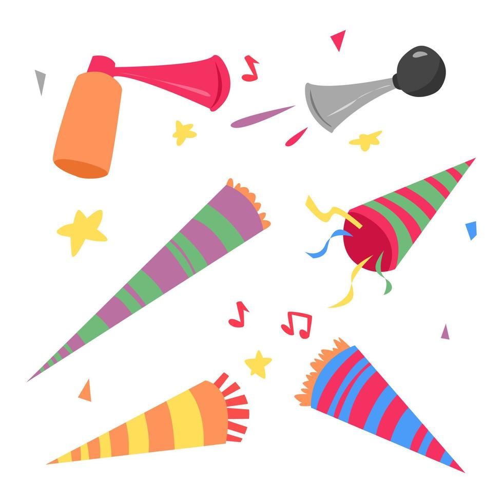 trumpet icon set. horn, air horn. suitable for new year themes, celebrations, sports, hobbies, etc. flat vector style