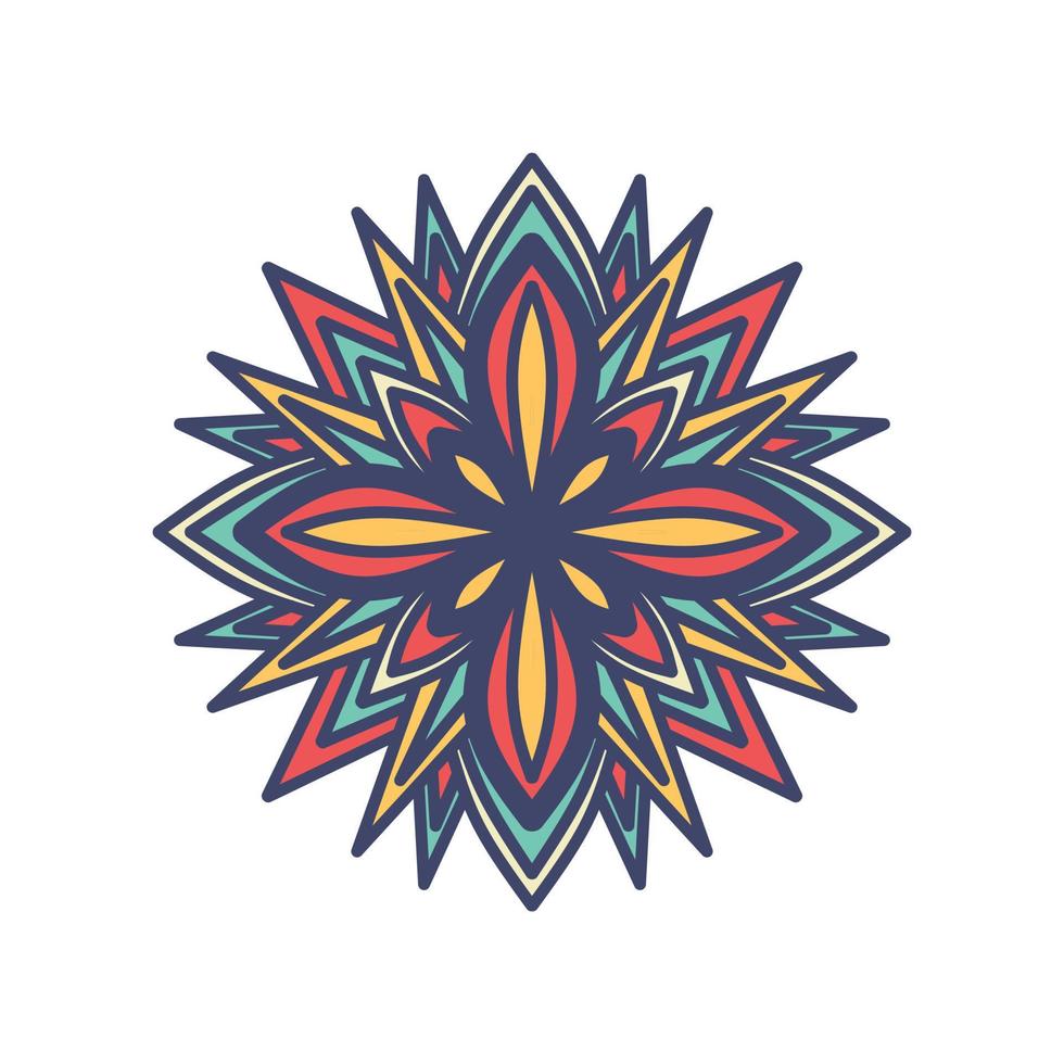 Vector hand drawn doodle mandala. Ethnic mandala with colorful tribal ornament. Arabic, Indian, ottoman motifs. For cards, invitations, t-shirts. Vector color illustration.