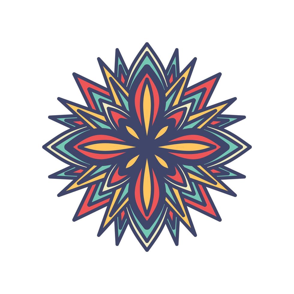 vector dibujado a mano doodle mandala. mandala étnica con adornos tribales coloridos. motivos árabes, indios, otomanos. para tarjetas, invitaciones, camisetas. ilustración de color vectorial.