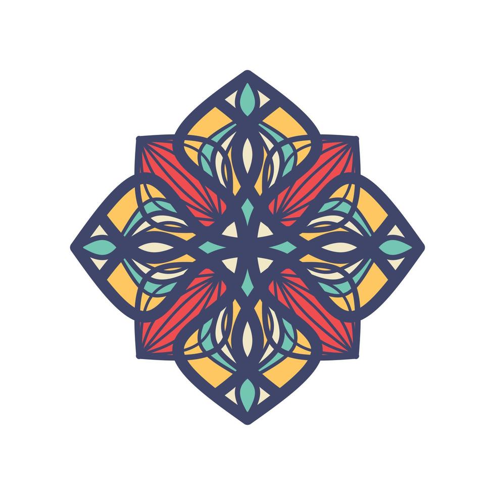 Vector hand drawn doodle mandala. Ethnic mandala with colorful tribal ornament. Arabic, Indian, ottoman motifs. For cards, invitations, t-shirts. Vector color illustration.