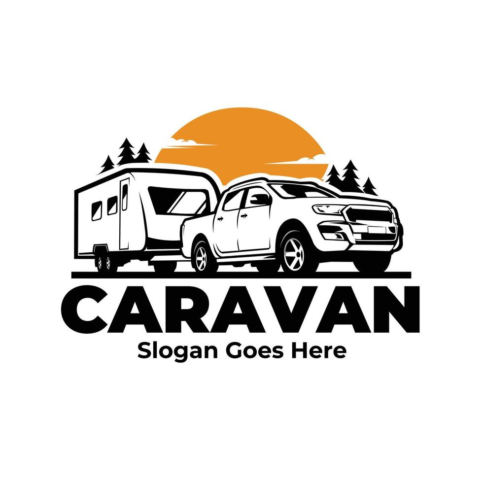vector de ilustración de logotipo de aventura de caravana aislado