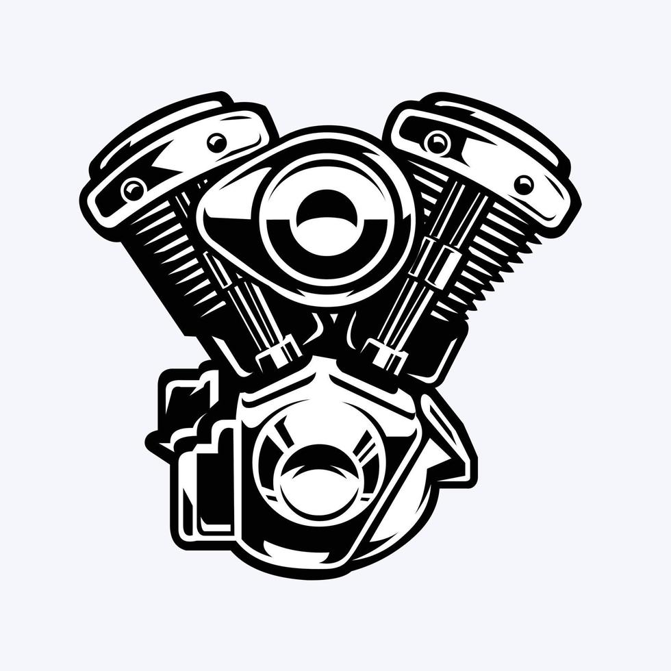 Motorcycle Engine Vector Art Monochrome Icons Symbols and Graphics