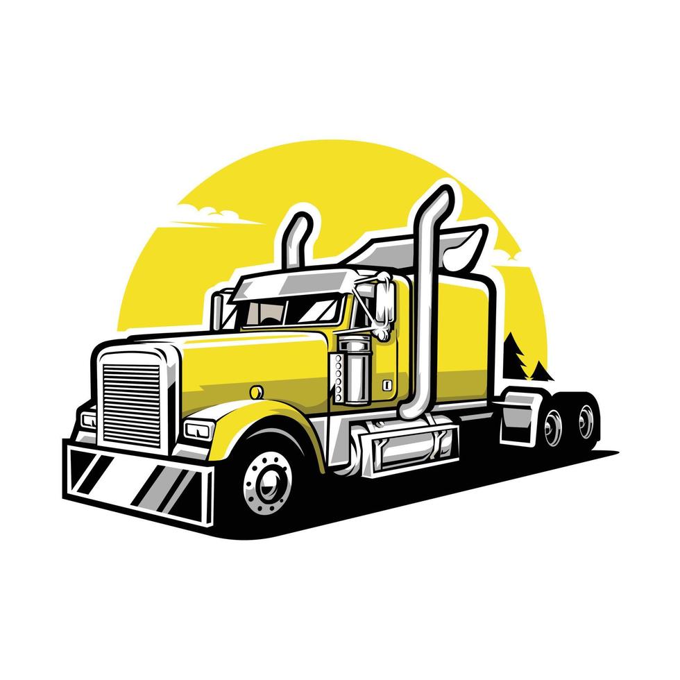Ilustración de vector de semi camión de carga de 18 ruedas mejor para la industria relacionada con el transporte por carretera y la carga