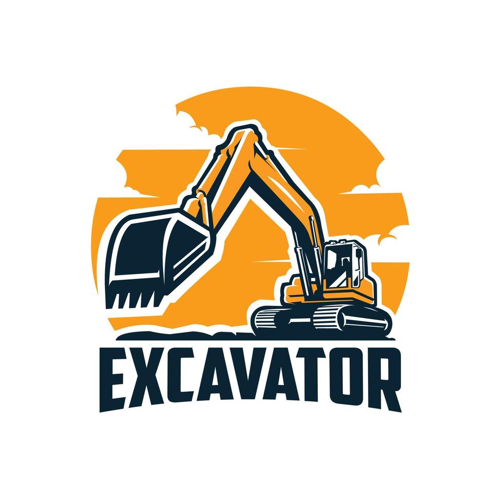 excavadora vector ilustración logotipo aislado