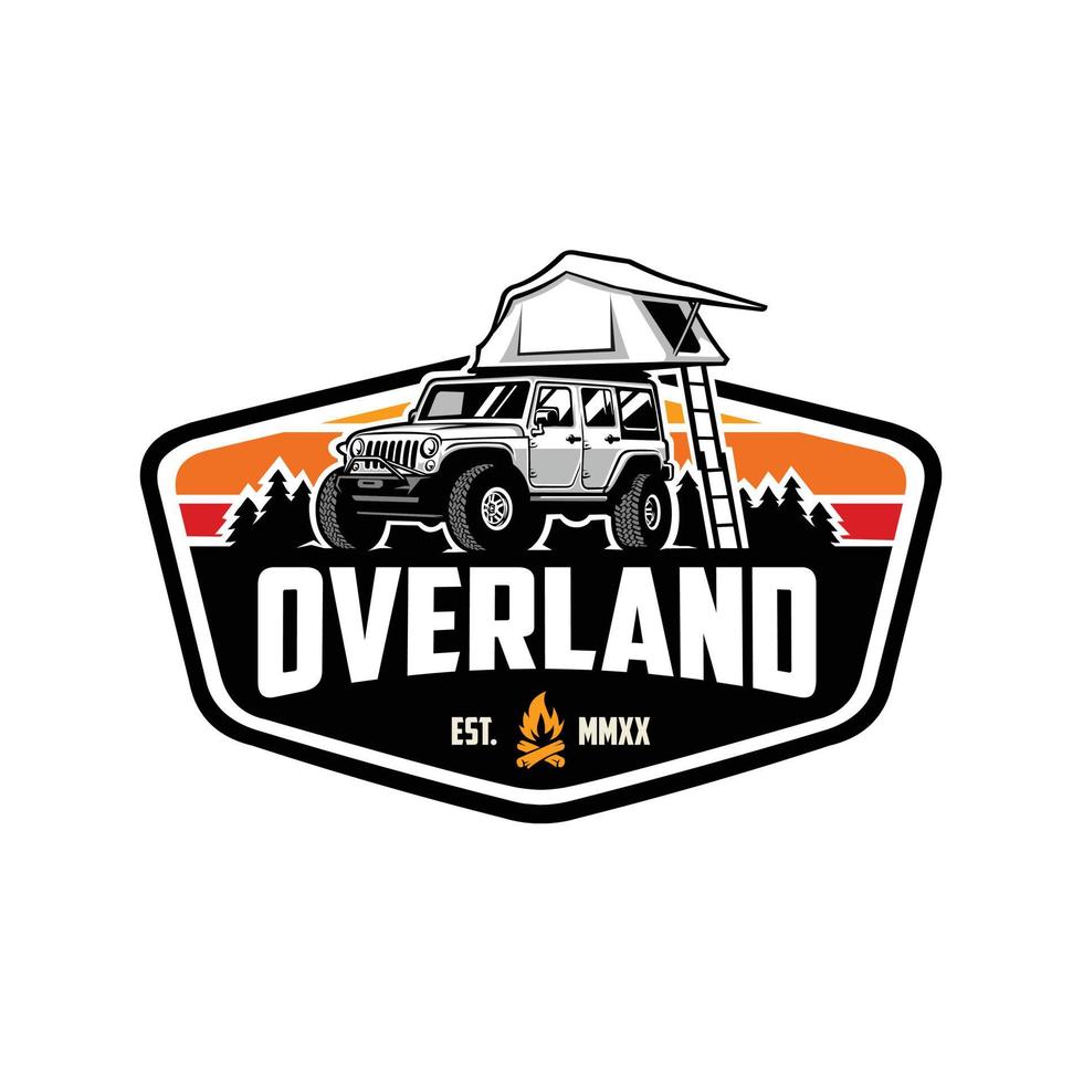 Overland suv 4x4 camper truck emblem logo vector isolated