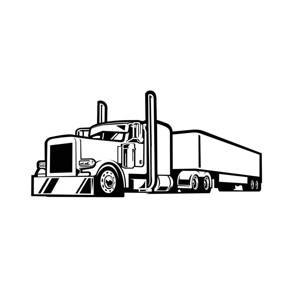 Premium Semi truck 18 Wheeler Trailer Silhouette Monochrome Vector. Best fro Trucking and Freight related Industry vector