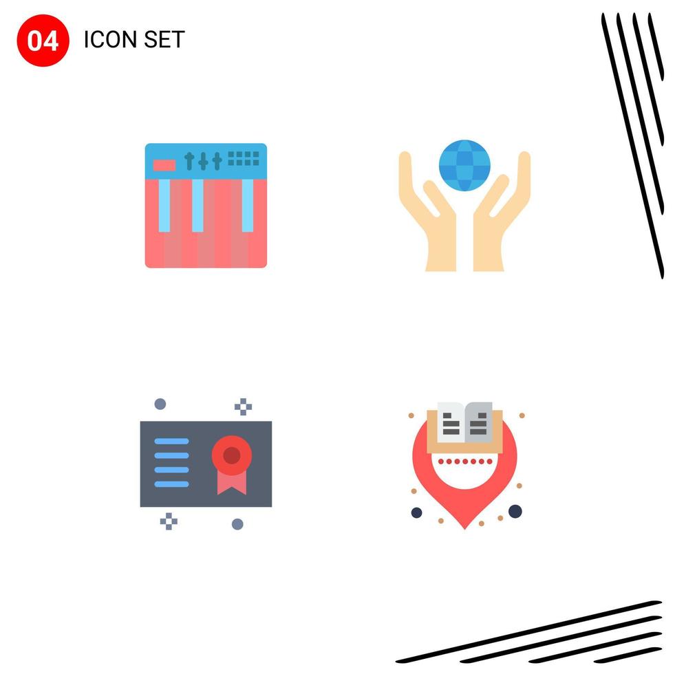 User Interface Pack of 4 Basic Flat Icons of controller award midi hands degree Editable Vector Design Elements