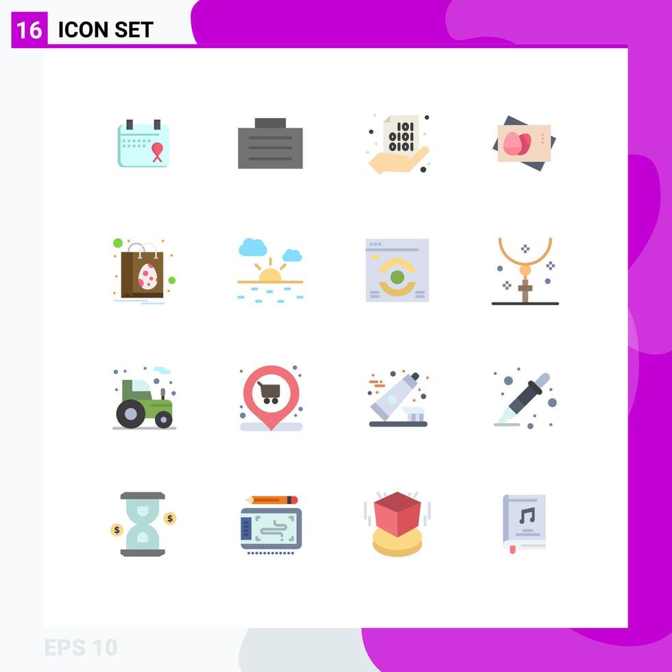 Modern Set of 16 Flat Colors and symbols such as easter card binary easter passboard Editable Pack of Creative Vector Design Elements