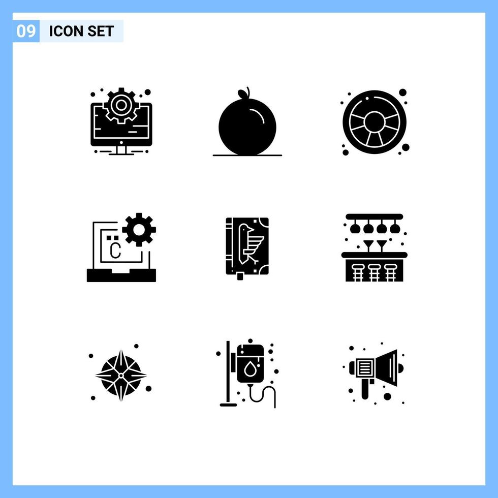 conjunto de 9 iconos de interfaz de usuario modernos signos de símbolos para el desarrollo del códice divertido desarrollar elementos de diseño de vectores editables de código