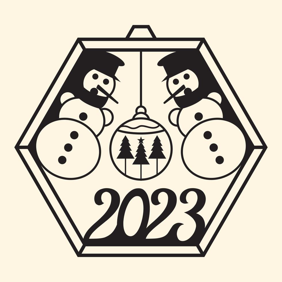 2023 christmas Round rope frame laser cut, rounded border and decorative 2023 new year design