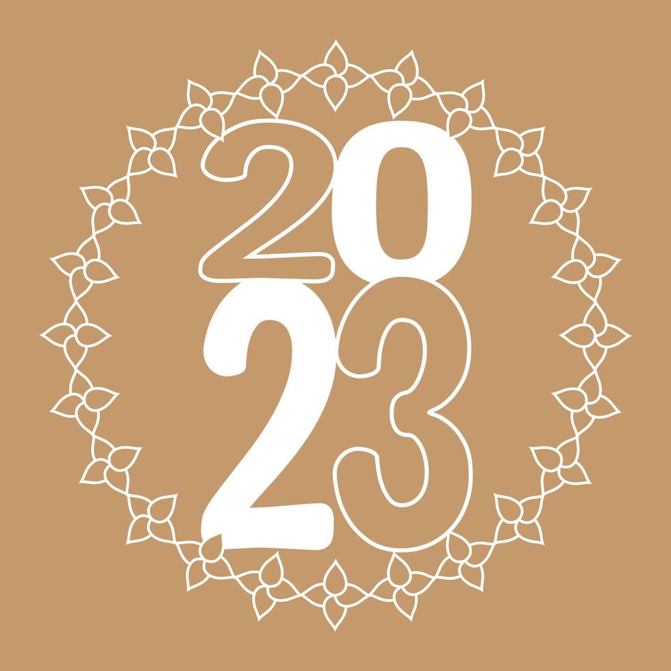 2023 christmas Round rope frame laser cut, rounded border and decorative 2023 new year design, vector