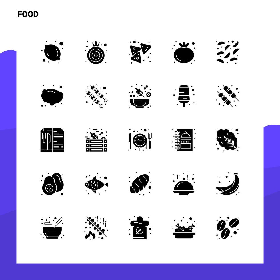 25 conjunto de iconos de comida plantilla de ilustración de vector de icono de glifo sólido para ideas web y móviles para empresa comercial