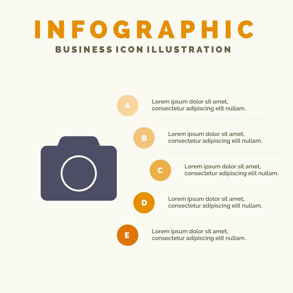 imagen de cámara interfaz de usuario básica icono sólido infografía 5 pasos fondo de presentación vector