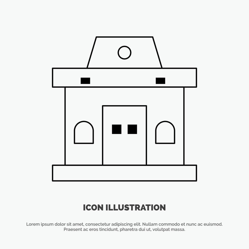 vector de icono de línea urbana de boleto de oficina de edificio