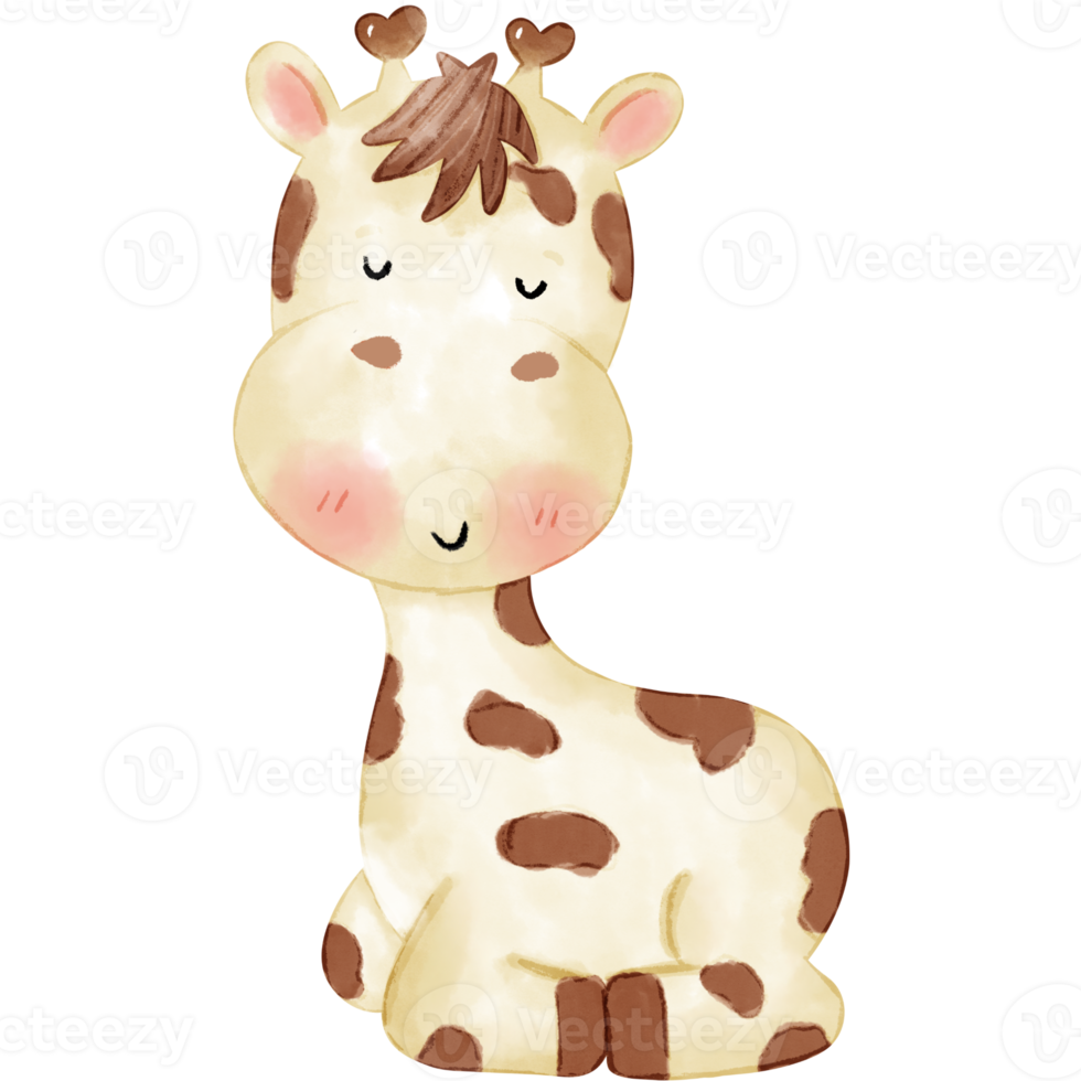 cute giraffe watercolor illustration png