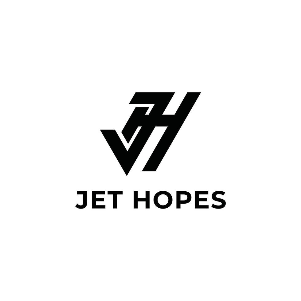 Abstract initial letter JH or HJ logo in black color isolated in white background applied for athletic shoe logo also suitable for the brands or companies have initial name HJ or JH. vector
