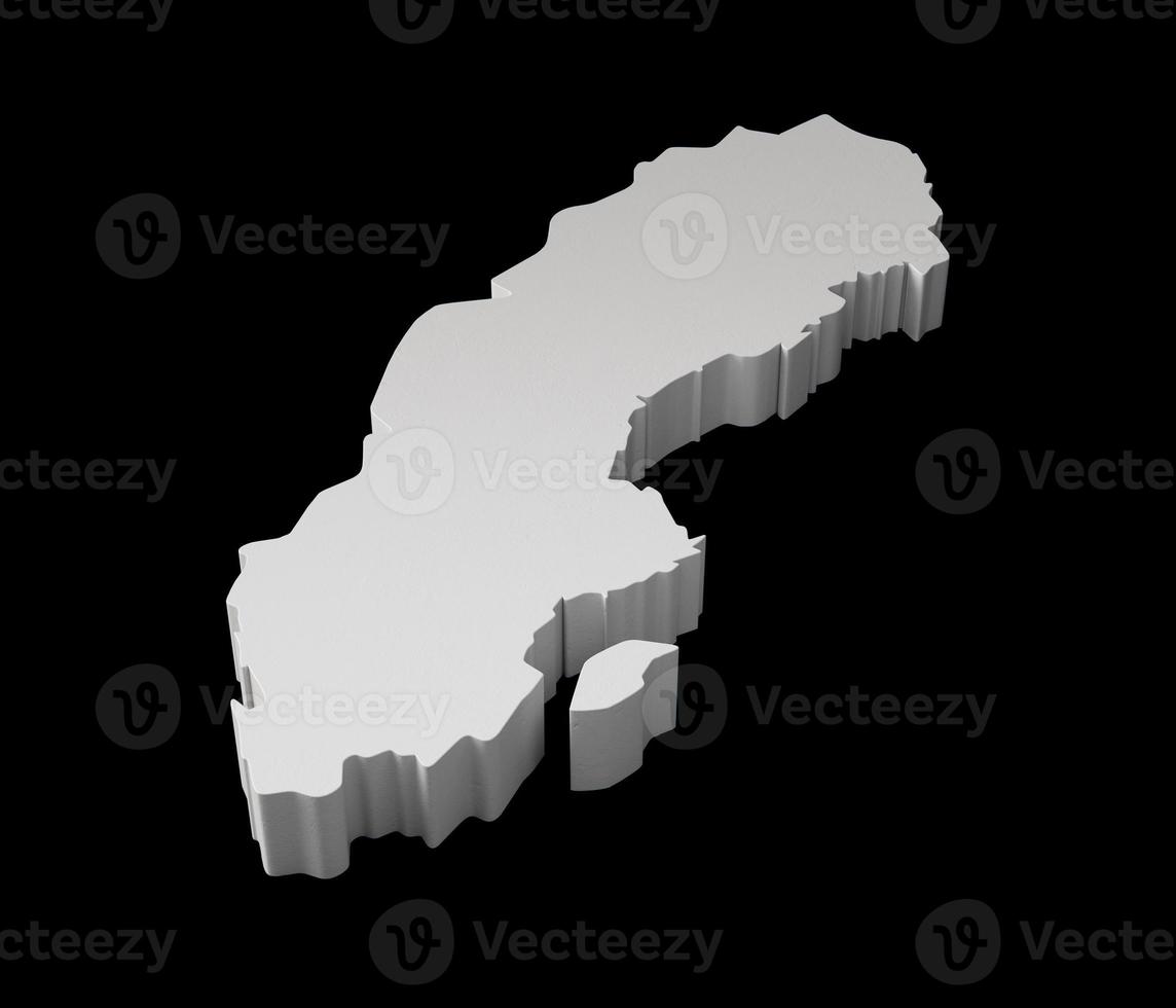 Sweden 3D map Geography Cartography and topology Black surface 3D illustration photo