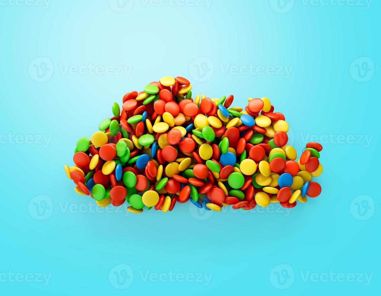 Bhutan multicolored sweet candy Dragees in shape of Kazakhstan map isolated on white background. 3d illustration photo