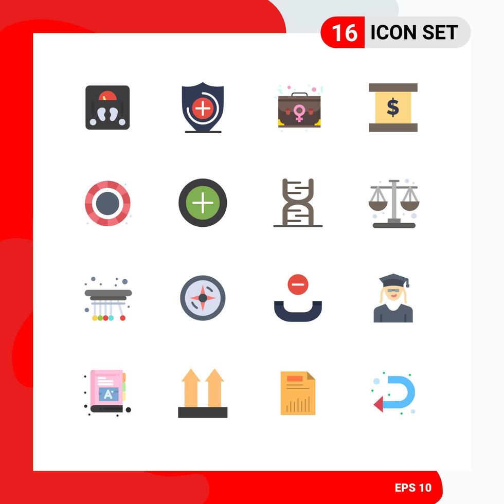 Mobile Interface Flat Color Set of 16 Pictograms of process color wheel case presentation business Editable Pack of Creative Vector Design Elements