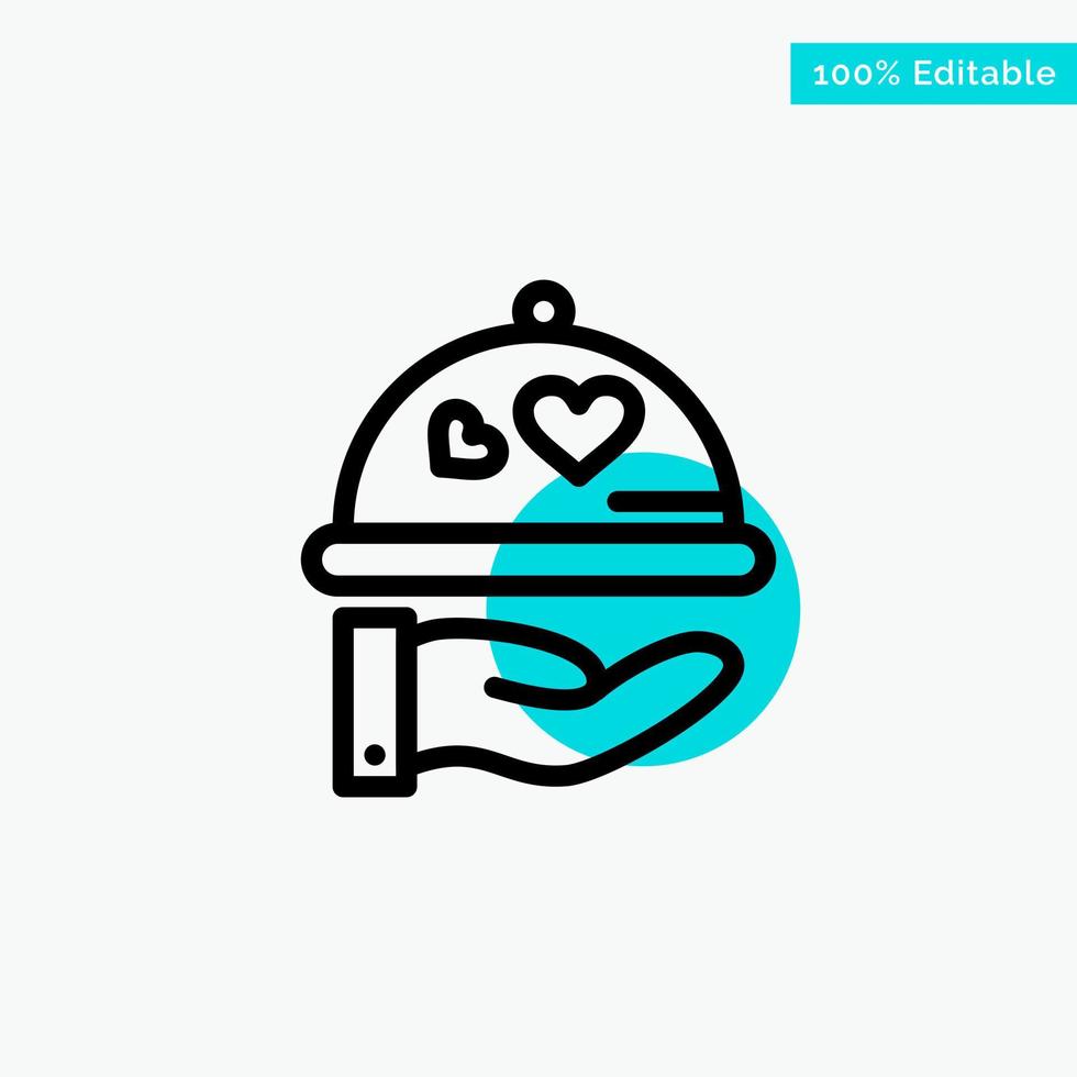 Dish Love Wedding Heart turquoise highlight circle point Vector icon