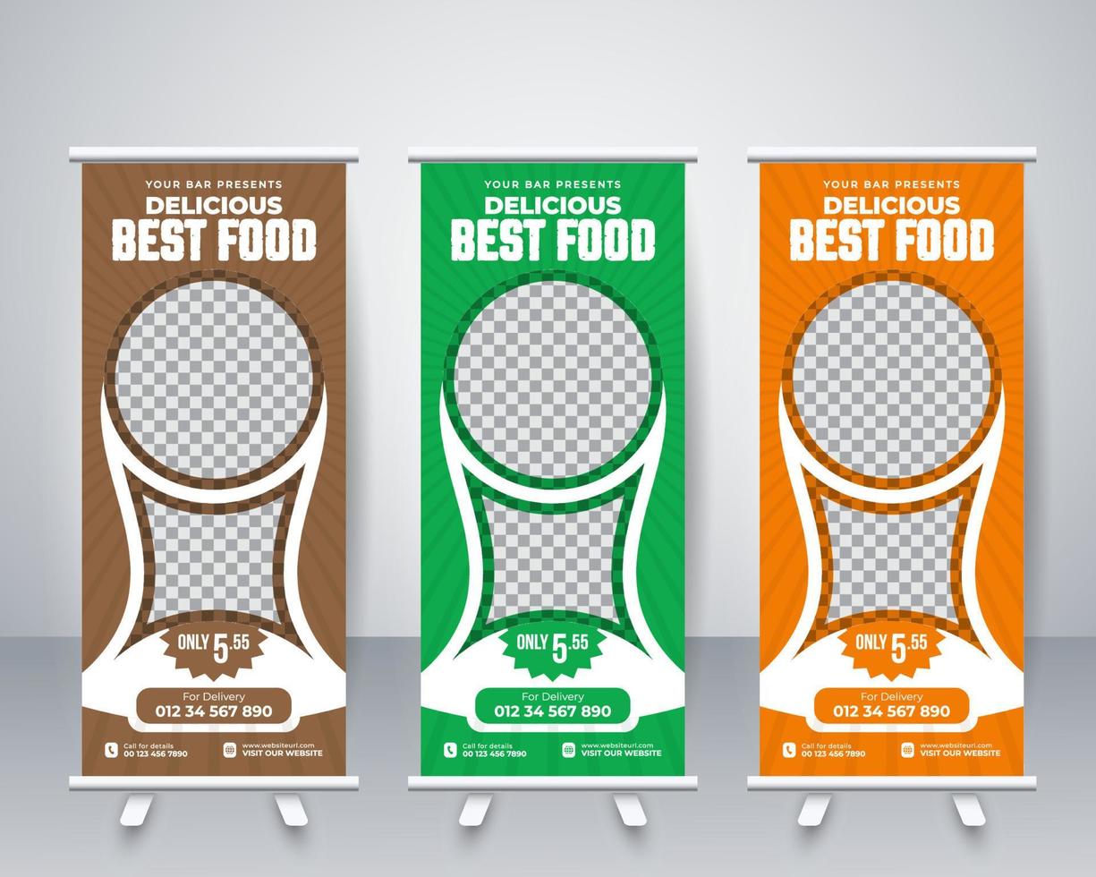 Creative professional pizza restaurant rollup banner template vector