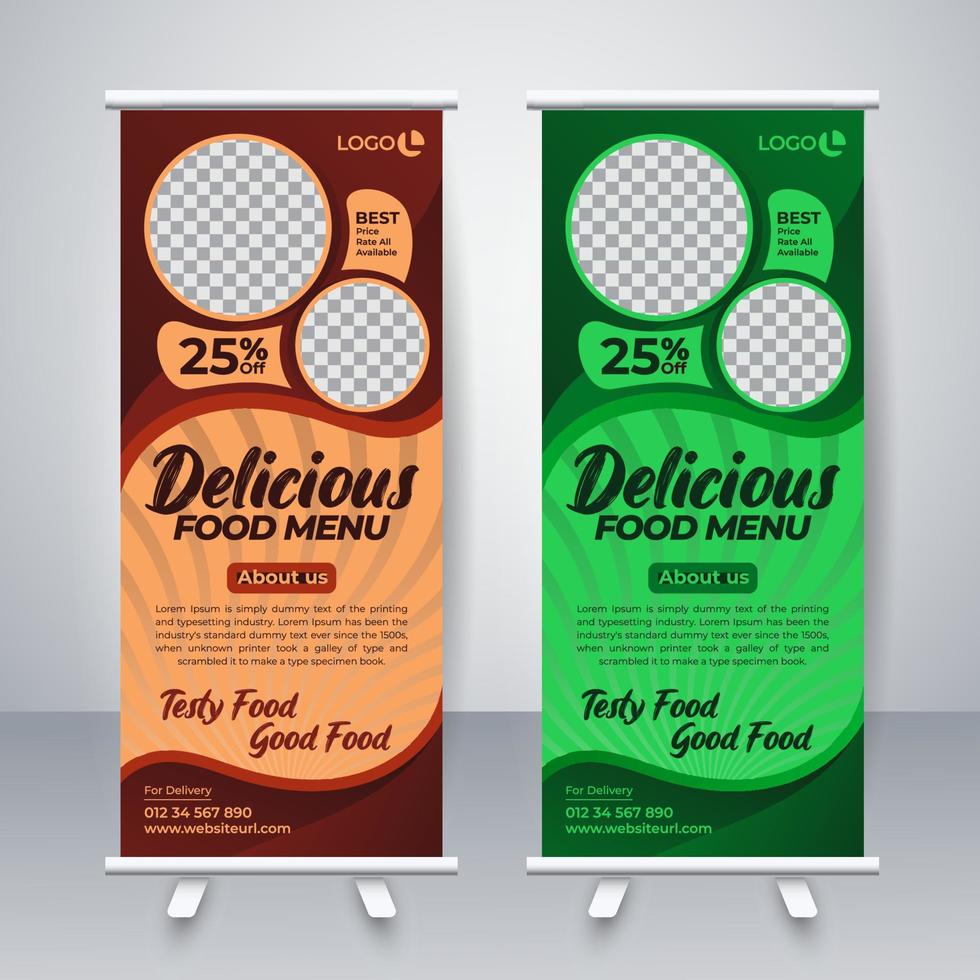 Modern restaurant food roll up banner design template vector