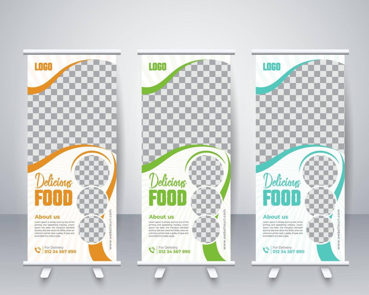 Modern restaurant food roll up banner design template vector