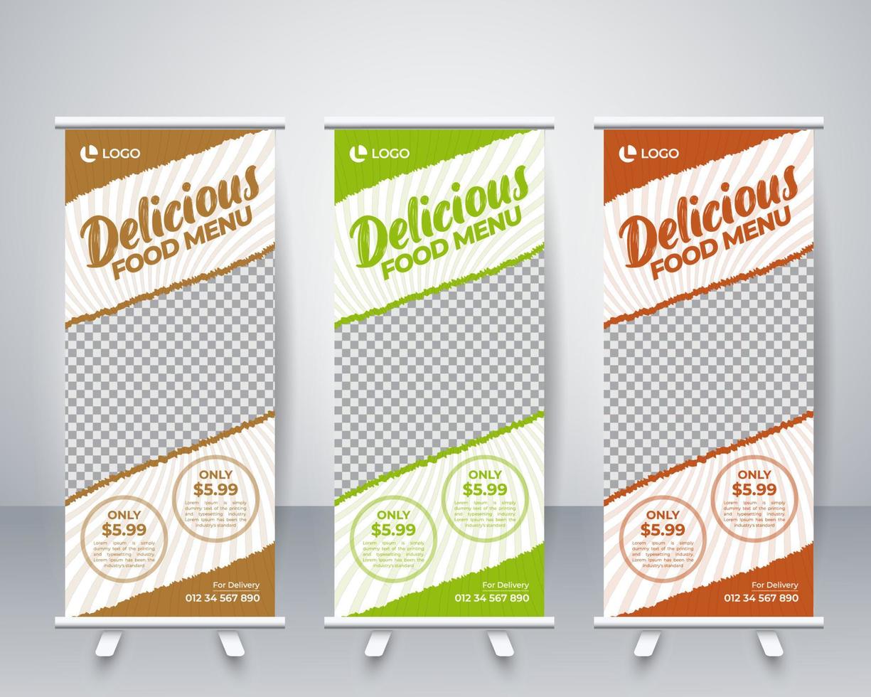 Creative professional pizza restaurant rollup banner template vector