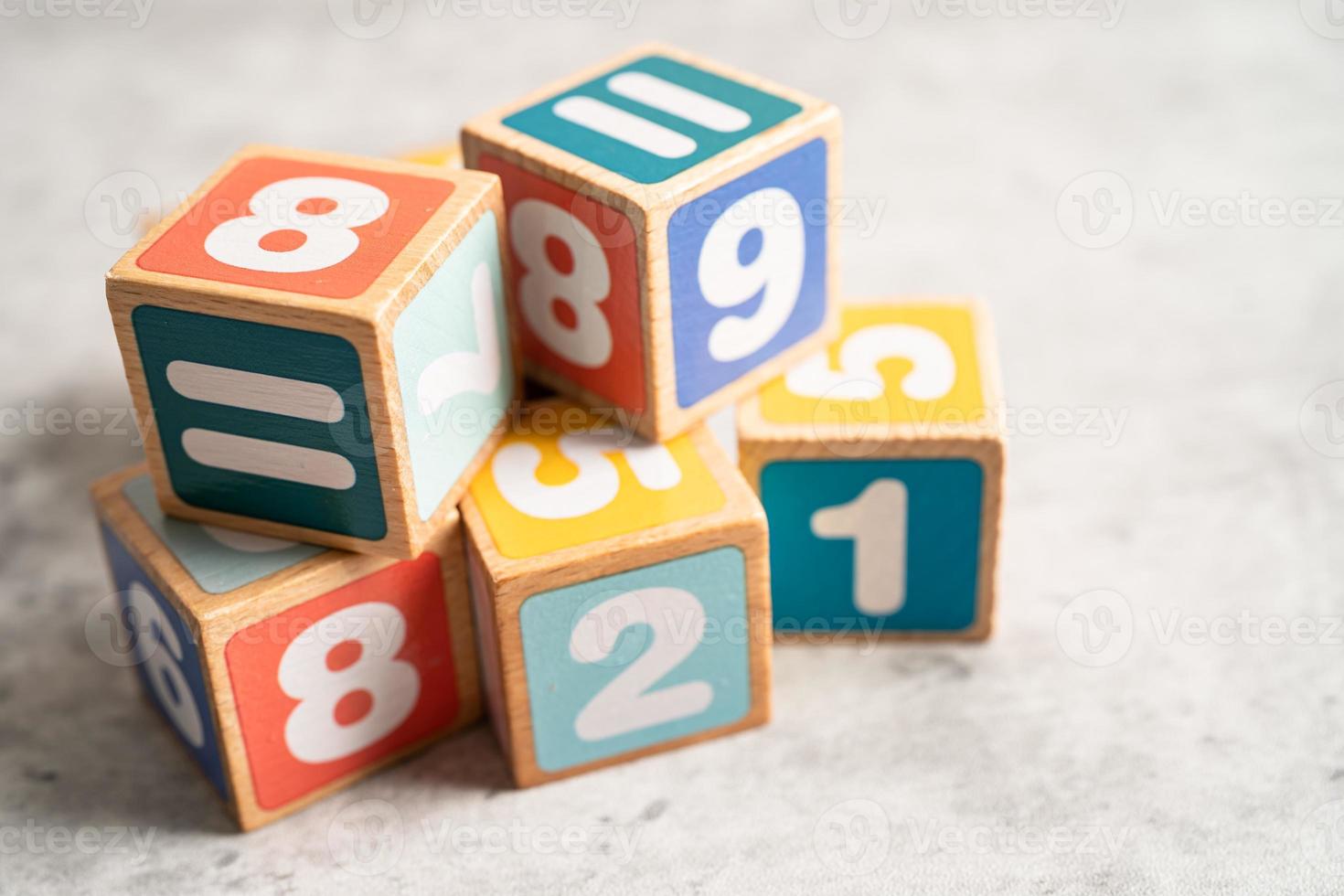 Math number colorful on white background, education study mathematics learning teach concept. photo