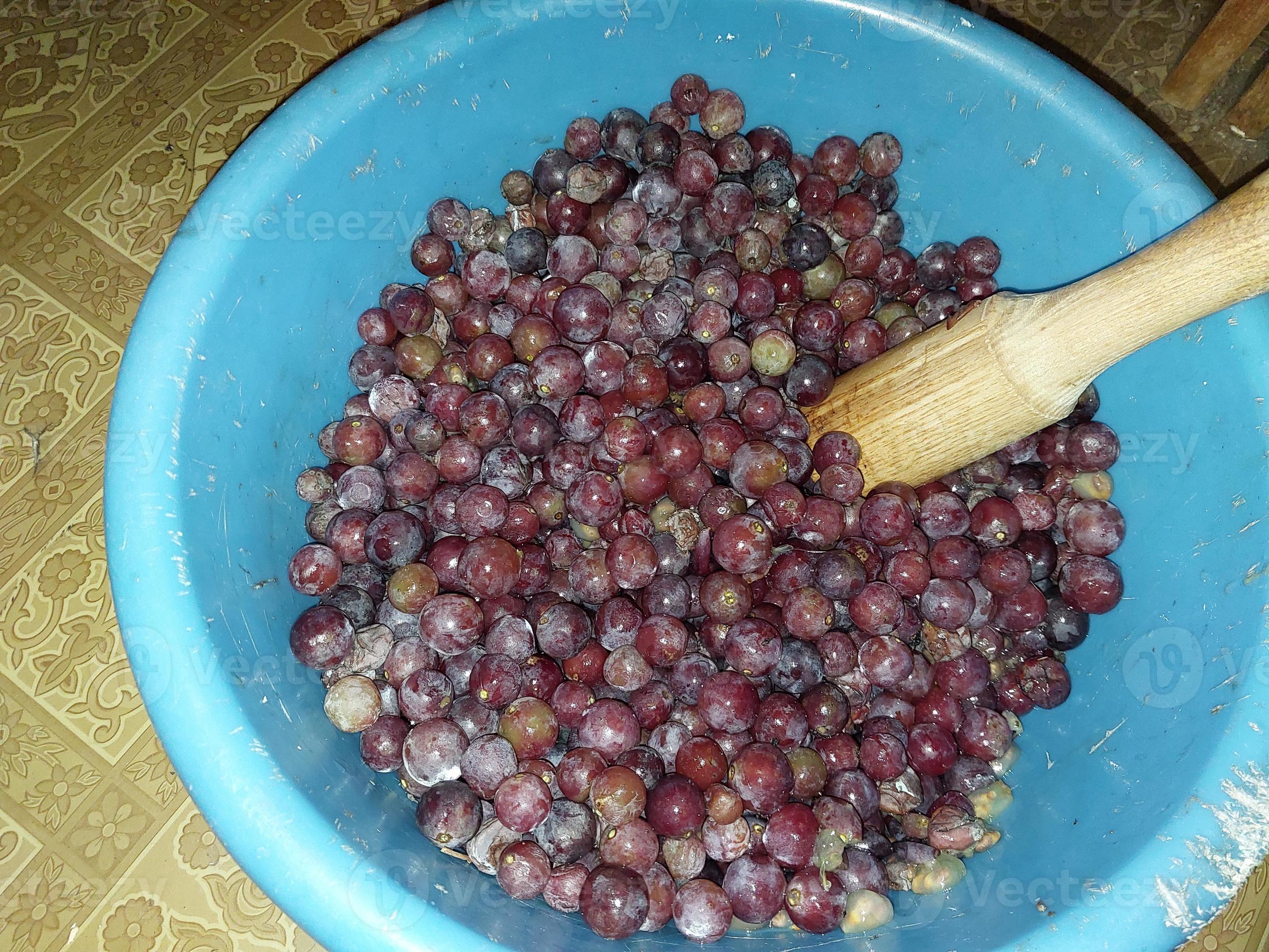 Production of grape pulp for making homemade wine must 14403184 Stock