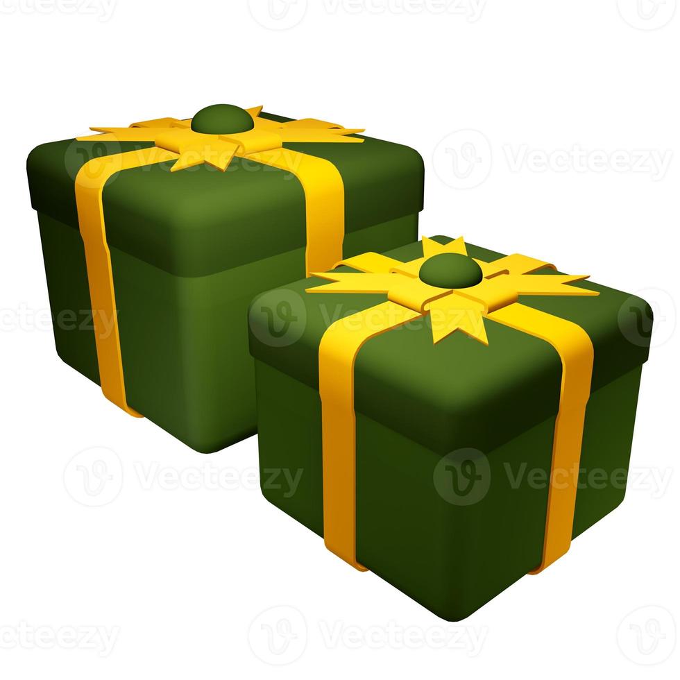 3D Render Green Gift Boxes photo