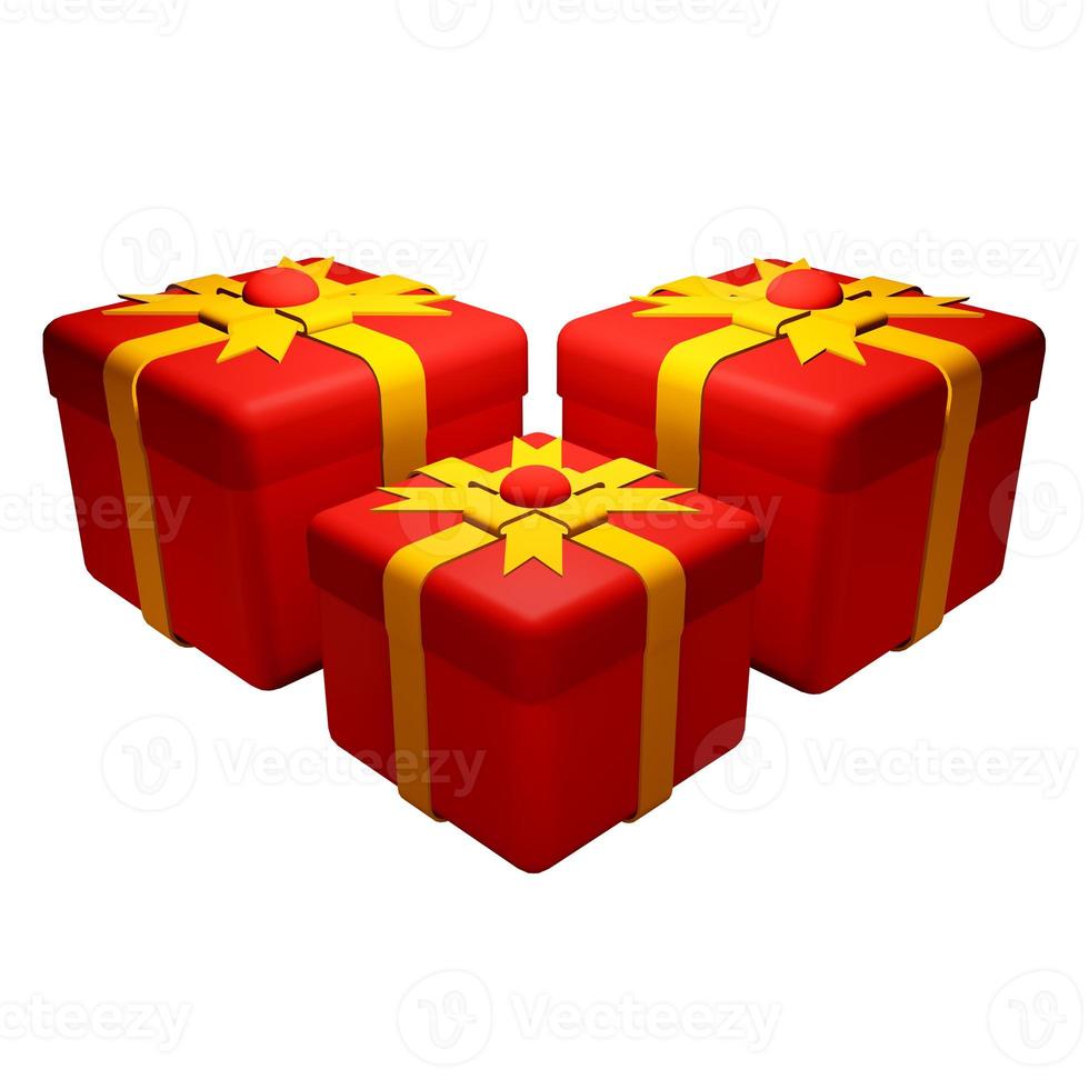 3D Render Red Gift Boxes photo