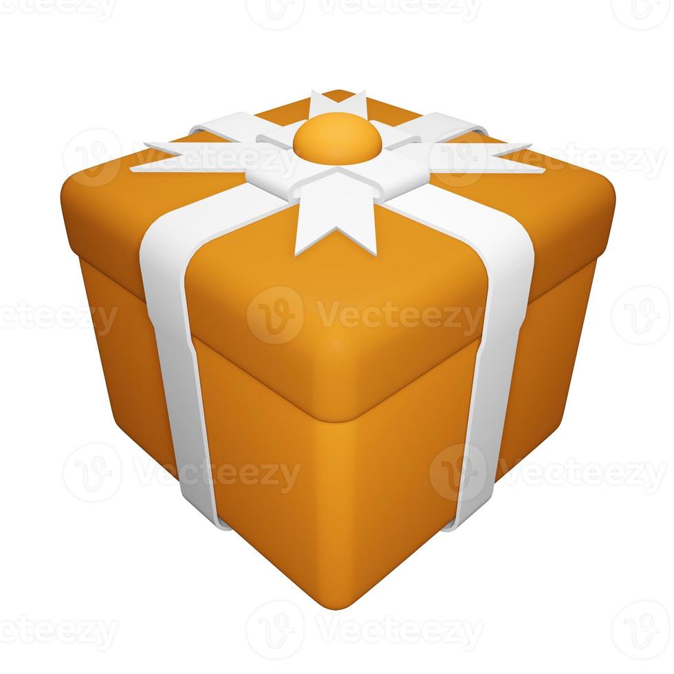 3D Render Single Yellow Gift Box photo