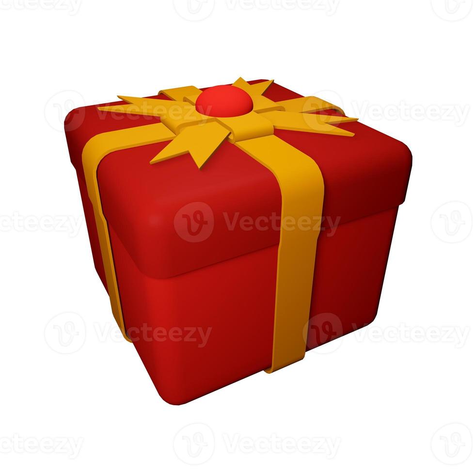 3D render Single Red Gift Box photo