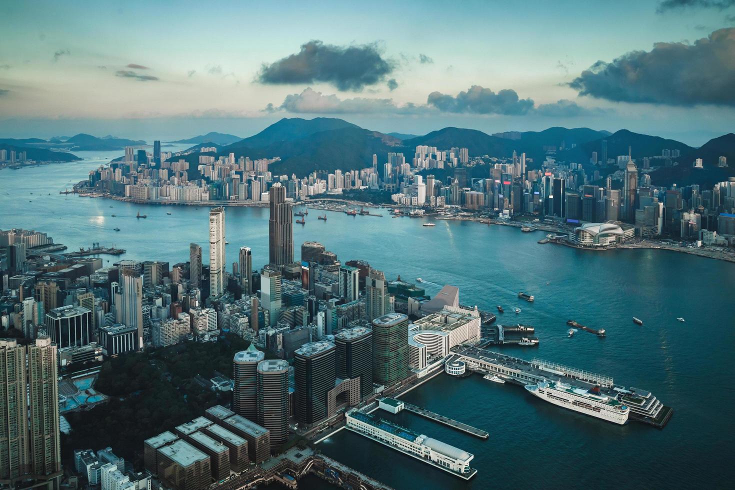 vista aérea de la ciudad de hong kong foto