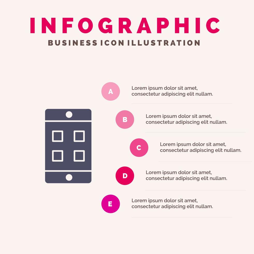 Mobile Cell Box Solid Icon Infographics 5 Steps Presentation Background vector