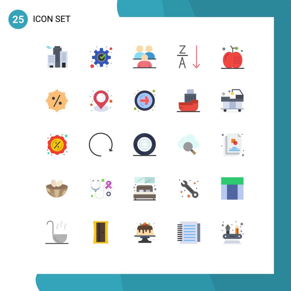 Set of 25 Vector Flat Colors on Grid for drinks apple conference sort alphabetical Editable Vector Design Elements